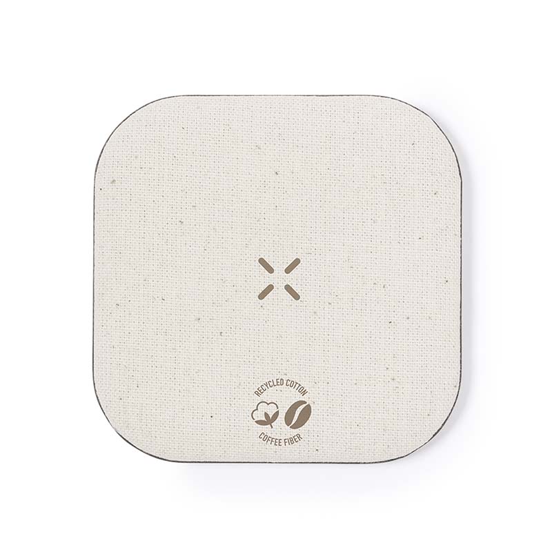 Cargador Inalámbrico 15W Fibra Café Algodón Reciclado