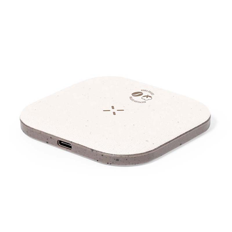 Cargador Inalámbrico 15W Fibra Café Algodón Reciclado