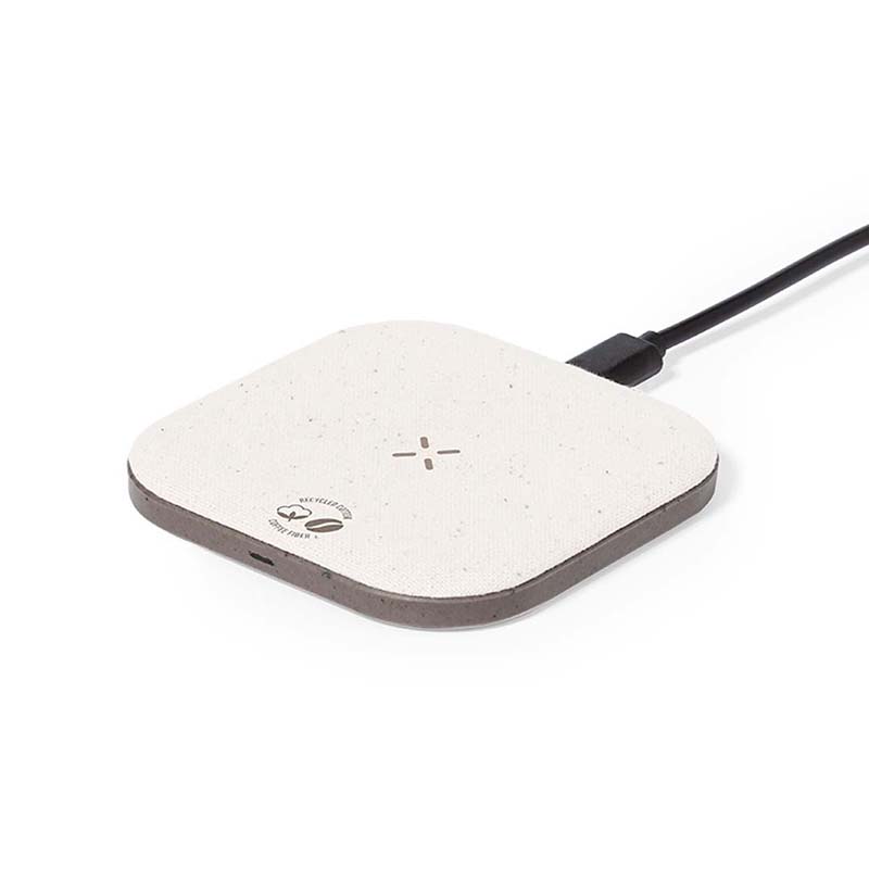 Cargador Inalámbrico 15W Fibra Café Algodón Reciclado