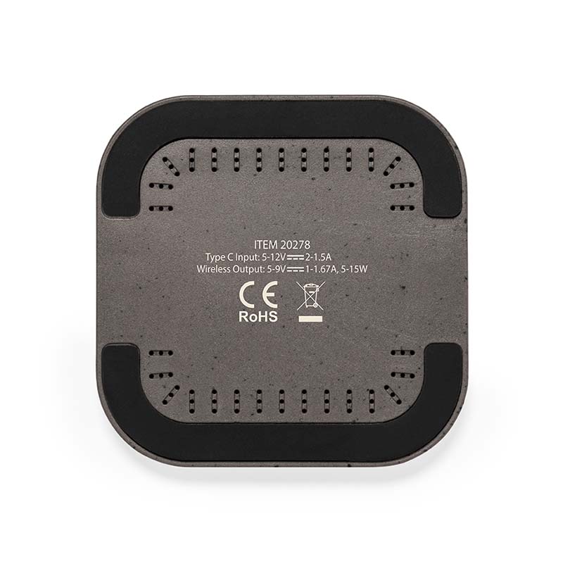 Cargador Inalámbrico 15W Fibra Café Algodón Reciclado