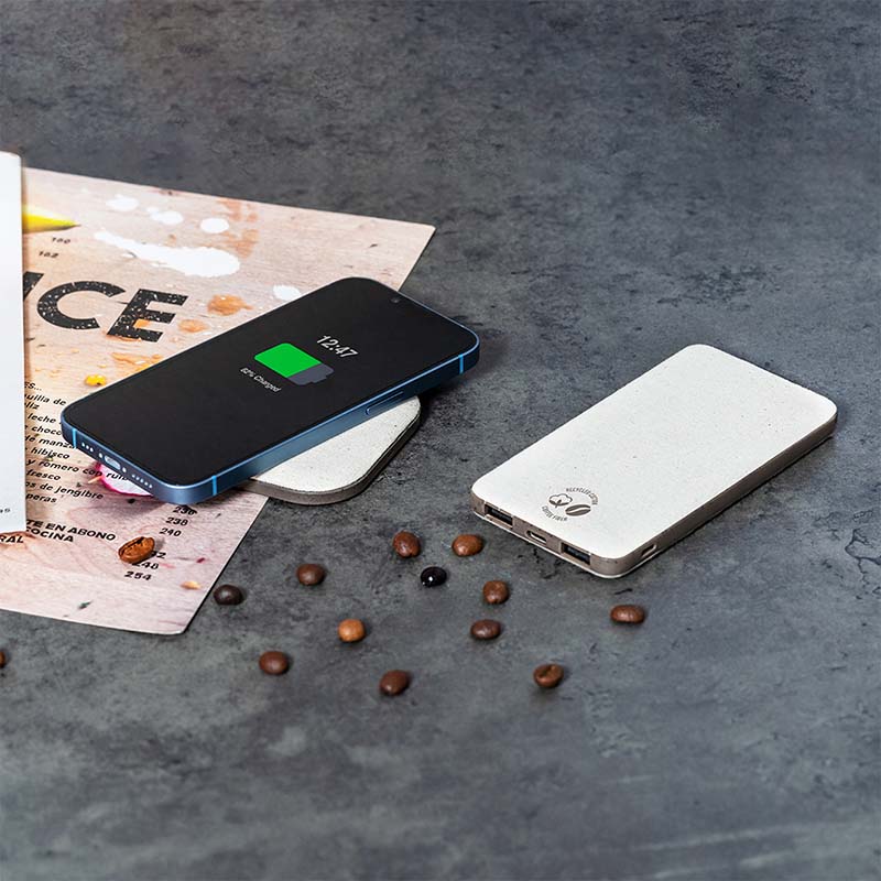 Cargador Inalámbrico 15W Fibra Café Algodón Reciclado