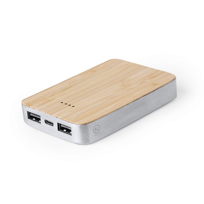 Power Bank 5000 mHz Aluminio Reciclado Bambú