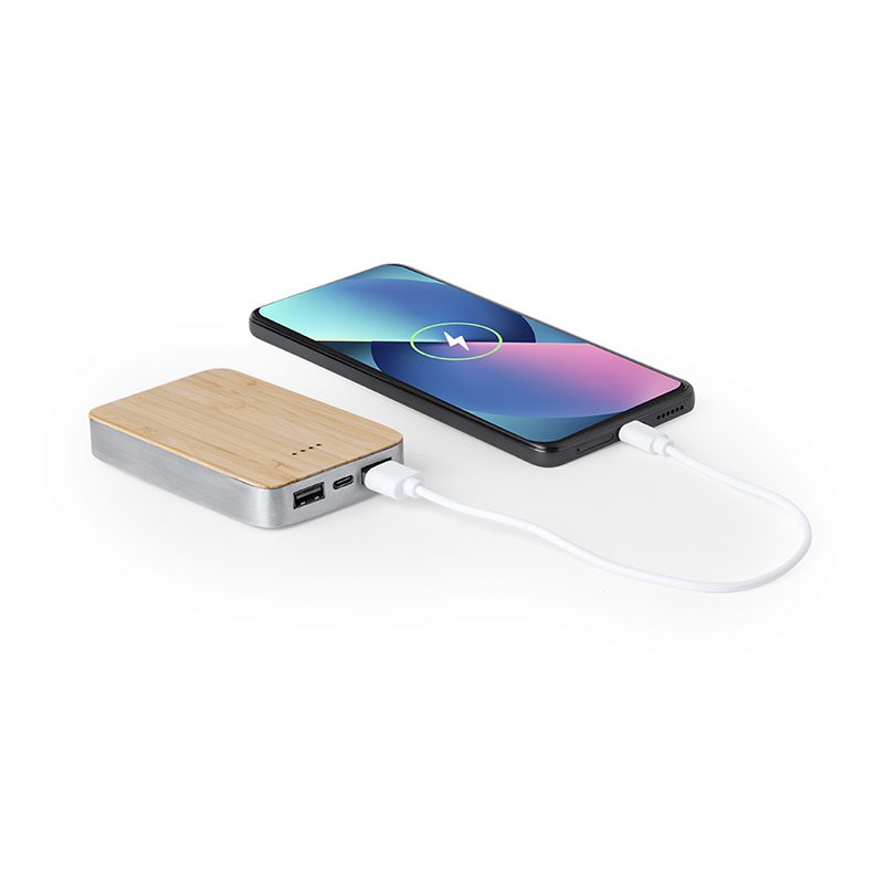 Power Bank 5000 mHz Aluminio Reciclado Bambú