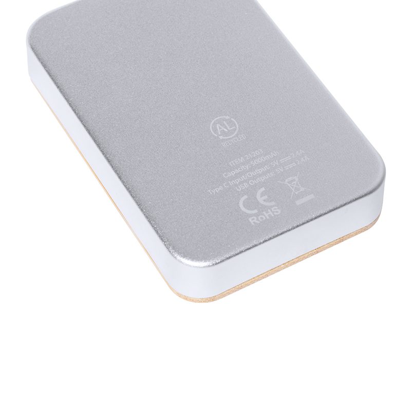 Power Bank 5000 mHz Aluminio Reciclado Bambú