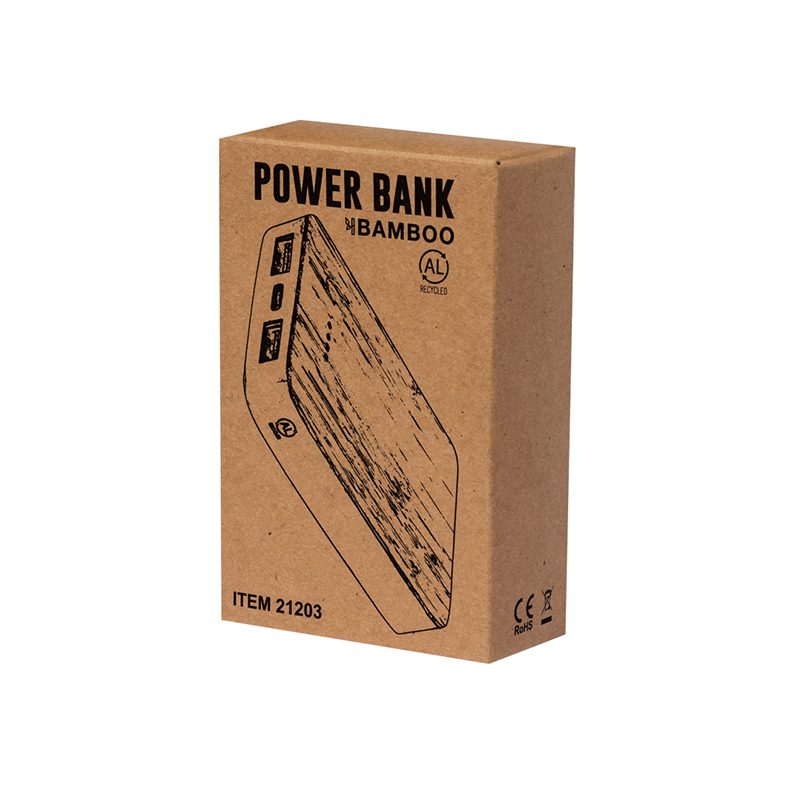 Power Bank 5000 mHz Aluminio Reciclado Bambú