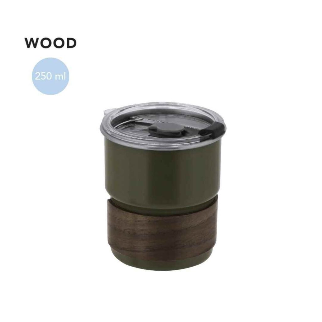 Vaso Acero Madera 250 cc.