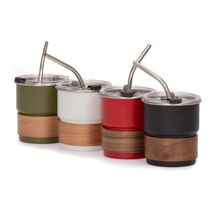 Mug Térmico Acero Madera 300 cc.