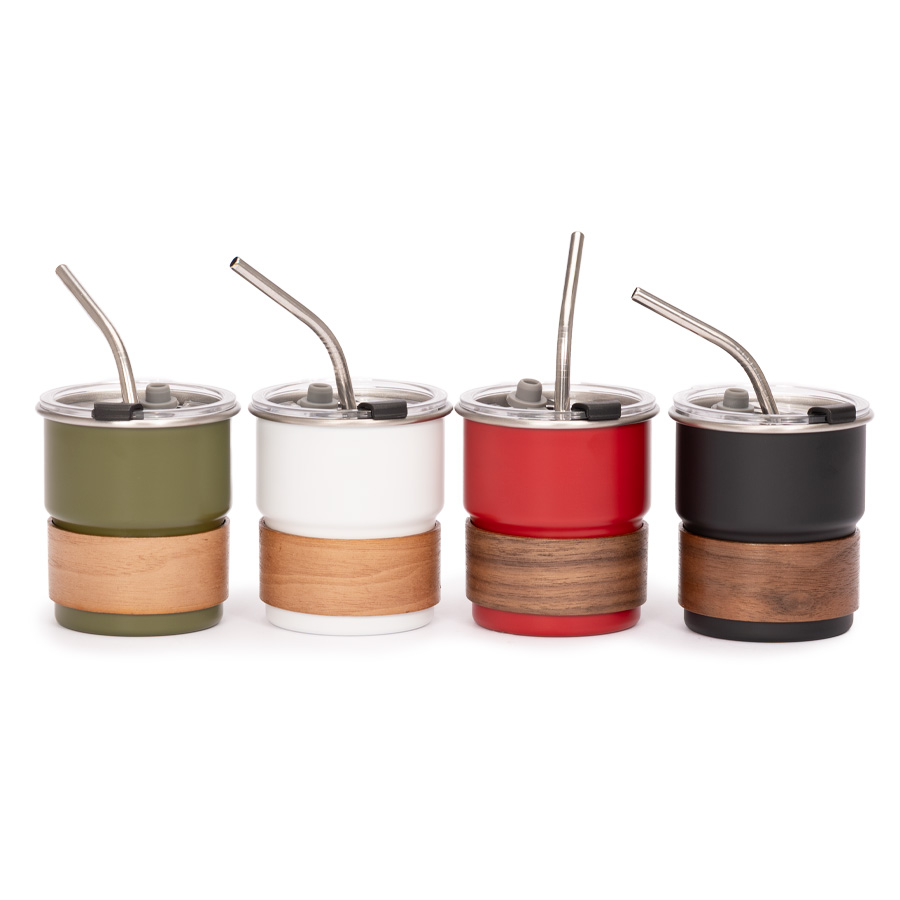 Mug Térmico Acero Madera 300 cc.