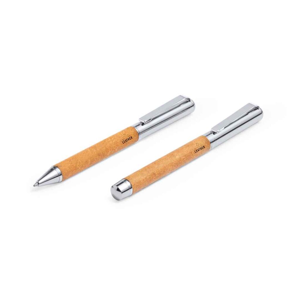 Set Bolígrafo Roller Cuero Reciclado