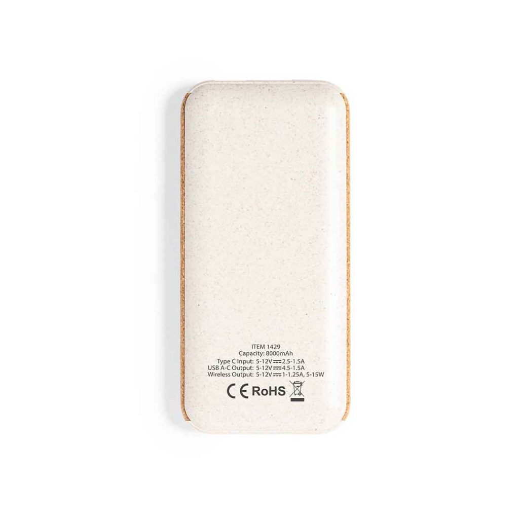 Power Bank 8000 mAh Corcho Fibra Trigo