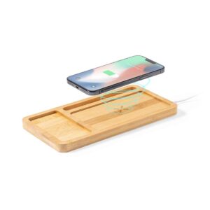 Organizador Cargador 15W Bambú