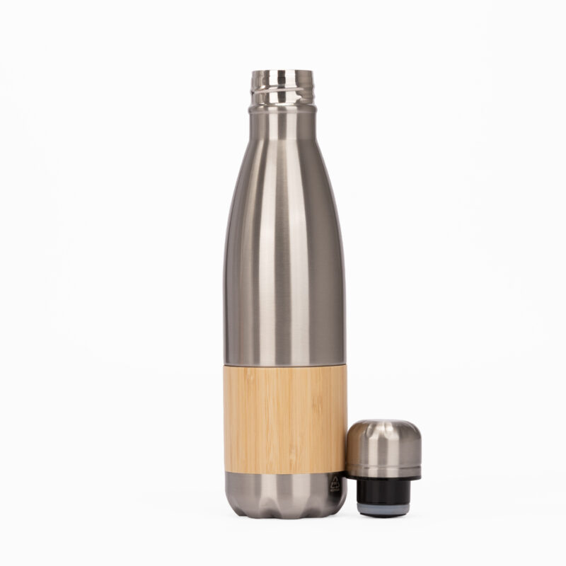 Botella Acero Inoxidable Bambú 500 cc.