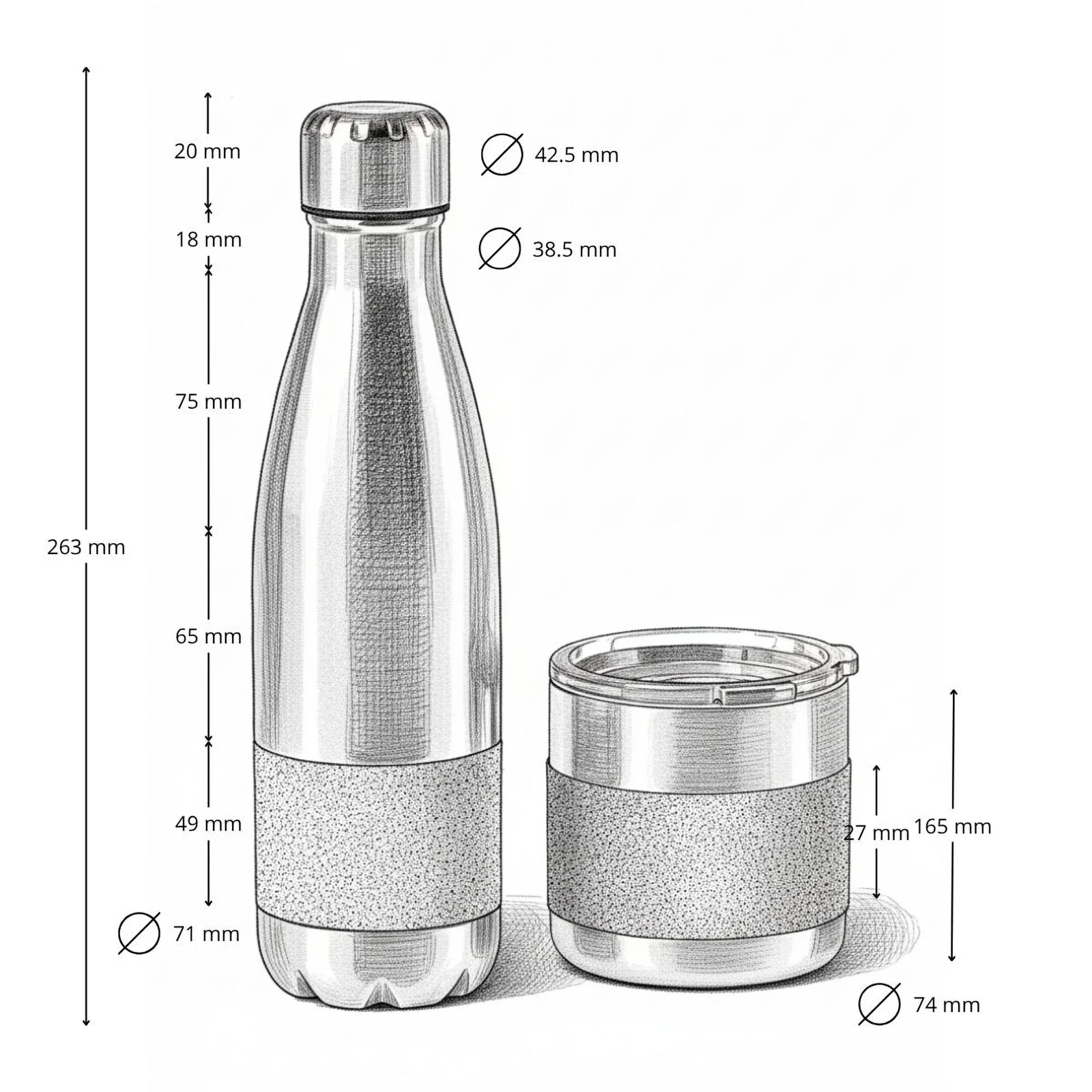 Set Corporativo Botella Térmica y Mug de Acero con Corcho