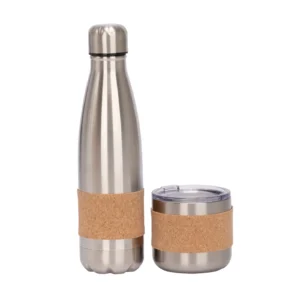 Set Corporativo Botella Térmica y Mug de Acero con Corcho