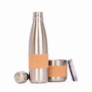 Set Corporativo Botella Térmica y Mug de Acero con Corcho