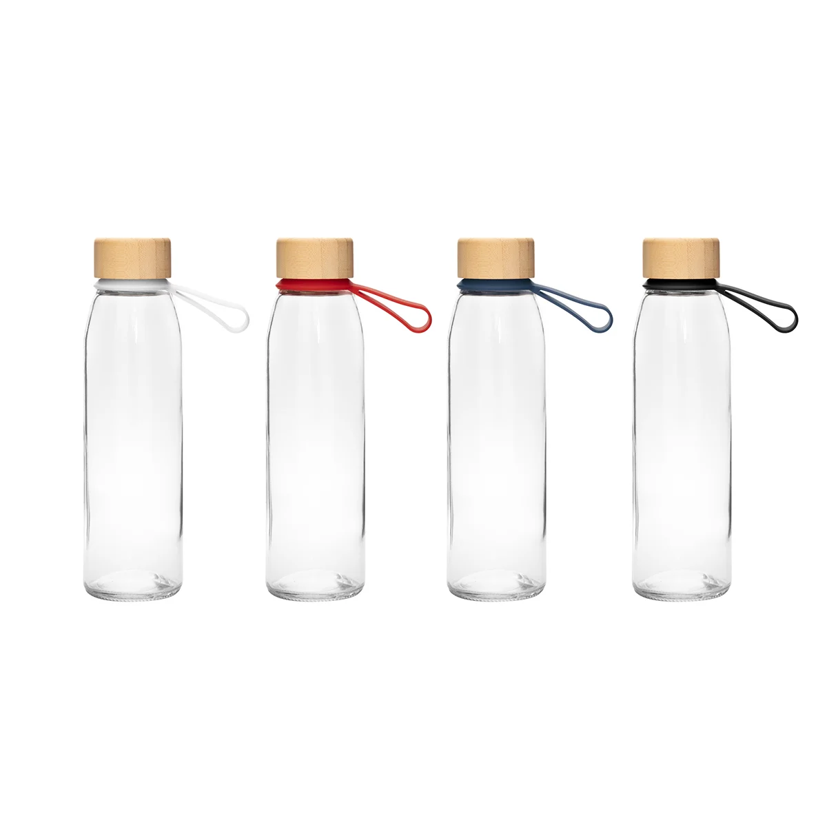 Botella Vidrio con tapa de bambú