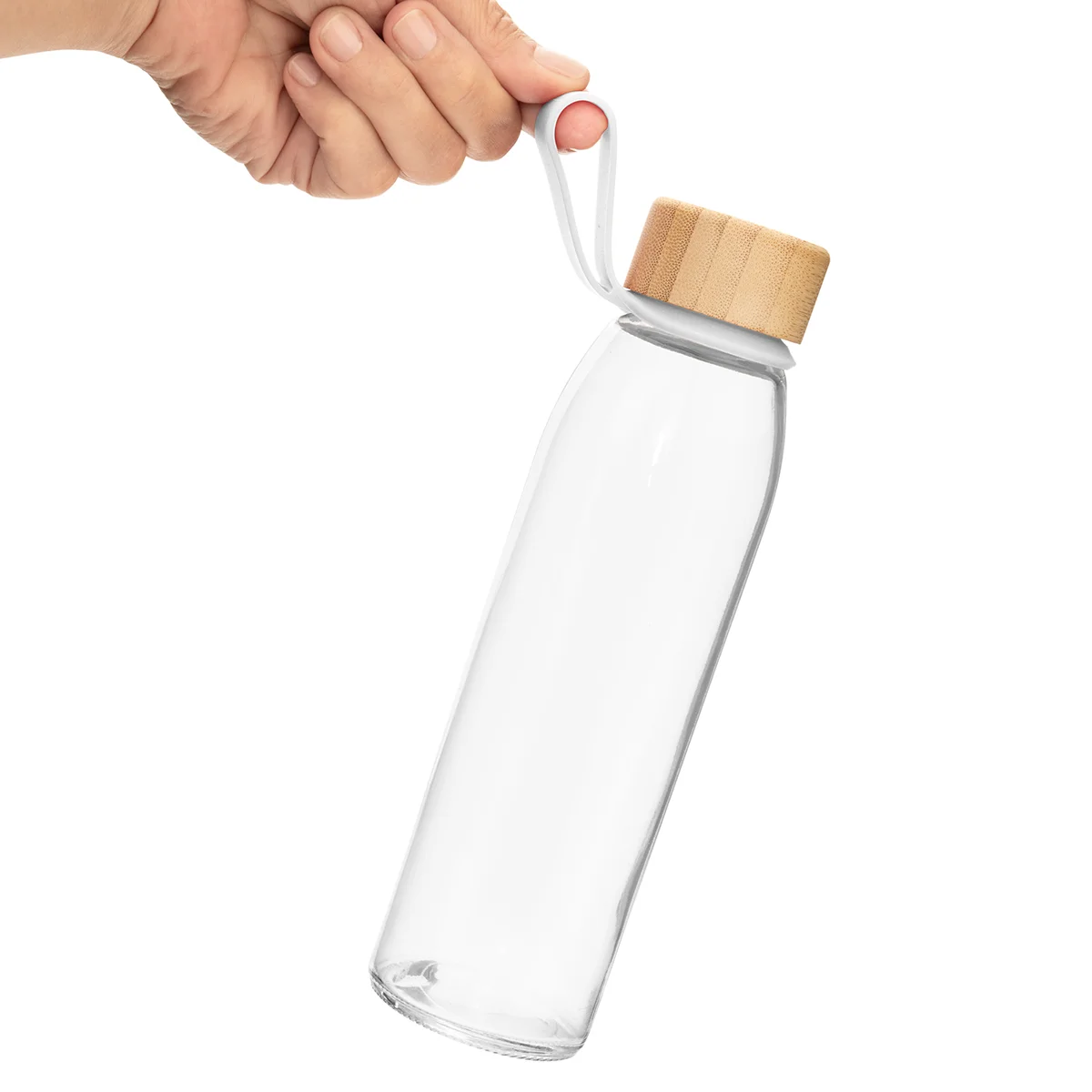 Botella Vidrio con tapa de bambú