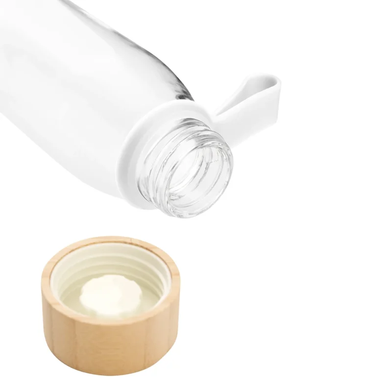 Botella Vidrio con tapa de bambú