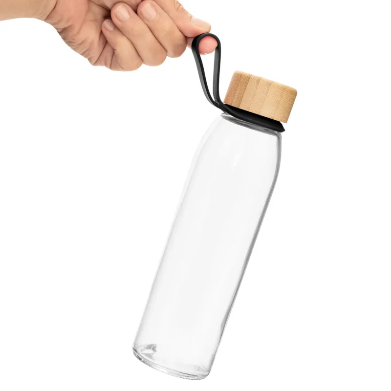Botella Vidrio con tapa de bambú